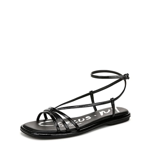 Circus Ny by Sam Edelman Women's Olana Flat Sandal, Black Patent, 8