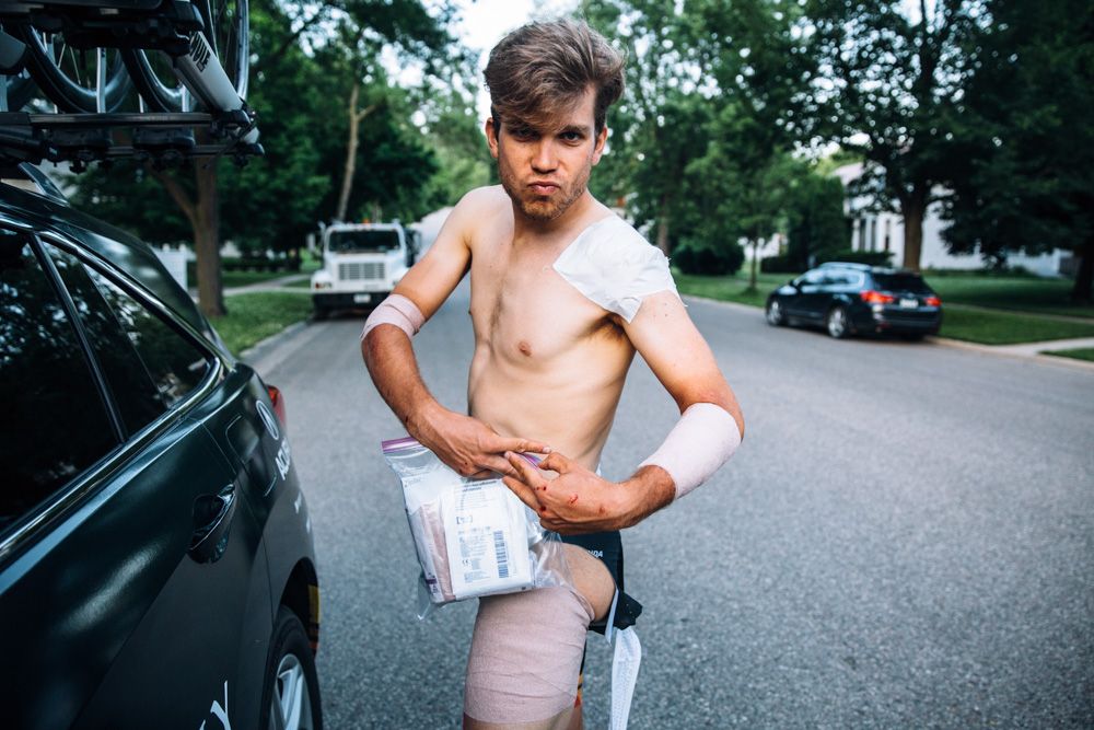 Guillaume Boivin of Optum Pro Cycling was another victim of one of the race's sketchy corners. He was forced to withdraw from the competition.