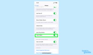 Slide off toggle to turn off auto-lopping video in photos app