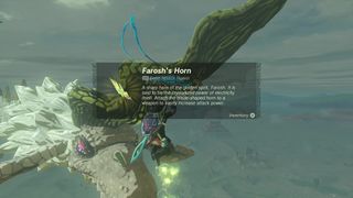 Link gets Farosh's horn off the dragon in Zelda Tears of the Kingdom