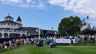 Fans watching a practice round at Valhalla Golf Club before the 2024 PGA Championship