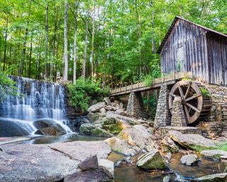 Historic mill and waterfall in Marietta, Georgia