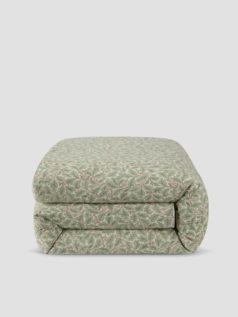 Green botanically patterned duvet cover