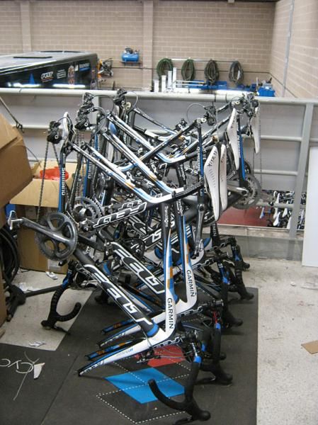 The previous season's bikes are normally passed on to the under-23 squad or else sold.