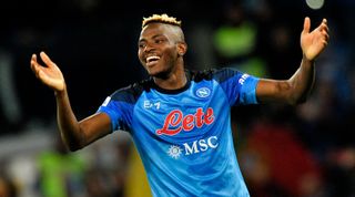 Napoli striker Victor Osimhen during the Serie A match between Napoli and Empoli on 8 November, 2022 at the Stadio Diego Armando Mardona, Naples, Italy