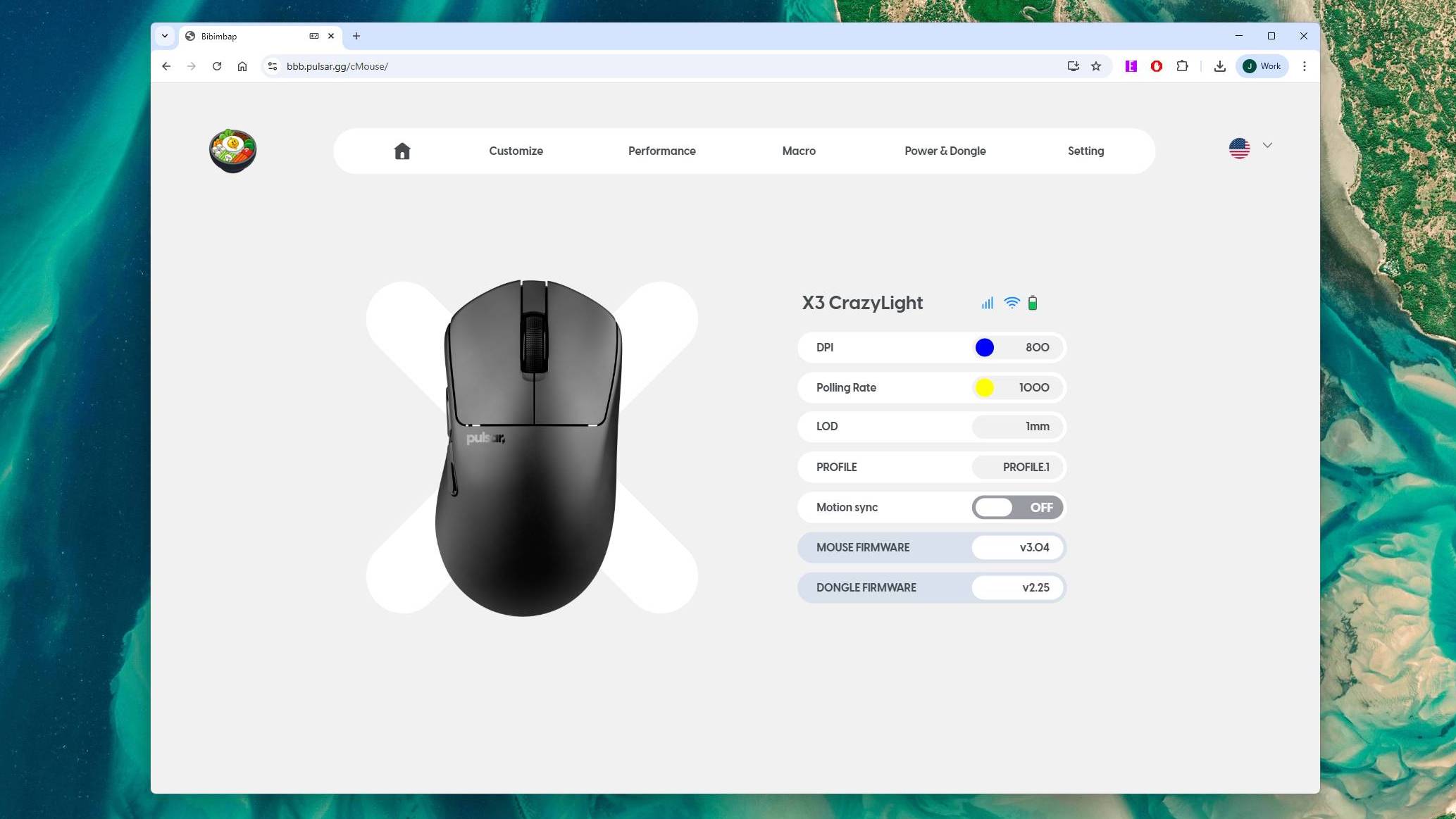 A screenshot of Pulsar web software.