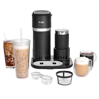 Mr. Coffee 4-in-1 Single-Serve Coffee Maker cut-out shot with accessories