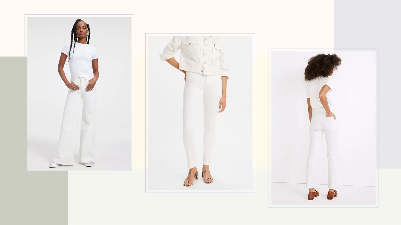 best white jeans: good american, levis, madewell