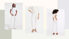 best white jeans: good american, levis, madewell