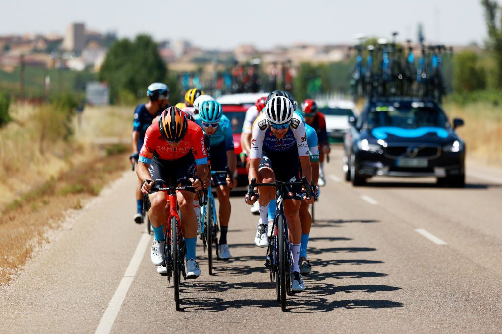 Matevz Govekar (Bahrain Victorious) leads the breakaway on stage 4 of Vuelta a Burgos