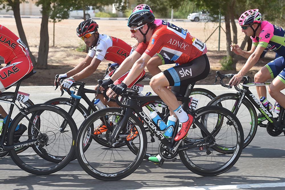 Elia Viviani (Team Sky) in the race leader's jersey