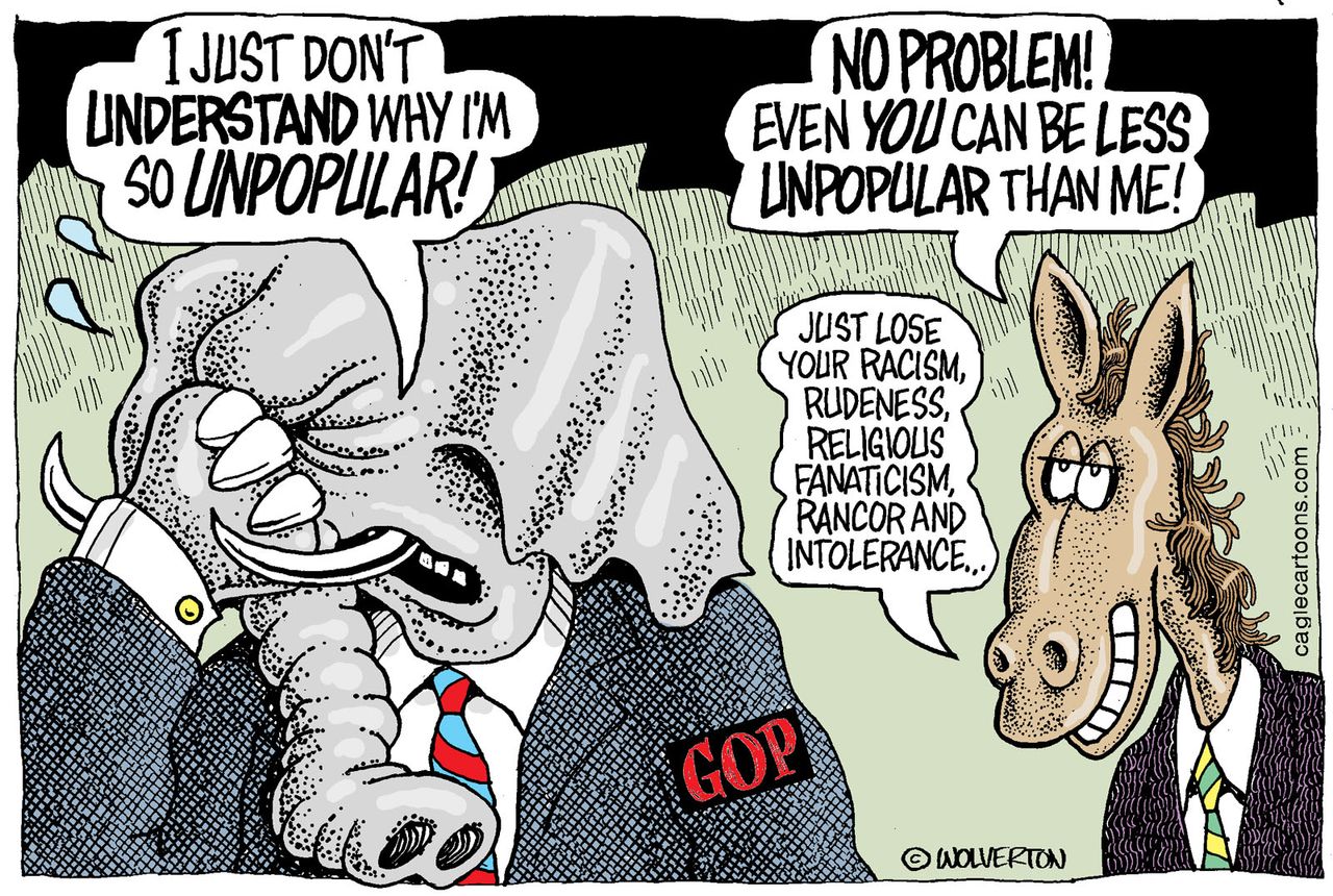 Political cartoon U.S. GOP Unpopularity 2016