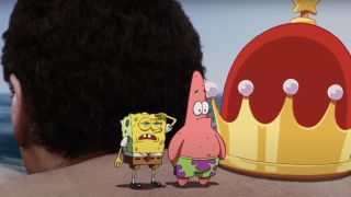 SpongeBob and Patrick on David Hasselhoff's back in The SpongeBob Squarepants Movie