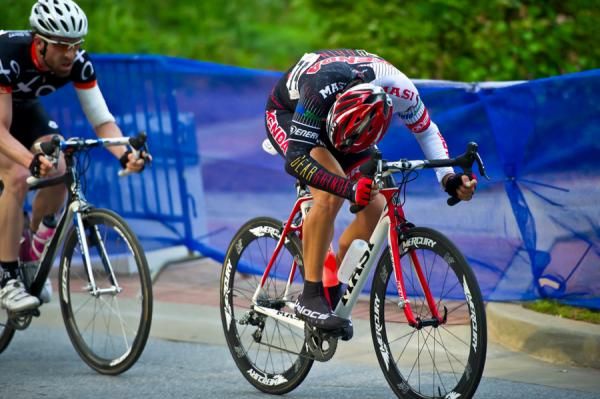 Pro men in action at the Roswell Criterium.