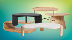 minimalist coffee tables on a colorful background