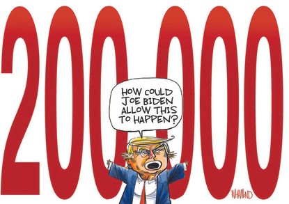 Political Cartoon U.S. Trump 200000 covid deaths
