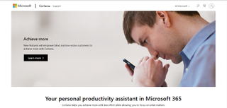 Website screenshot for Microsoft Cortana