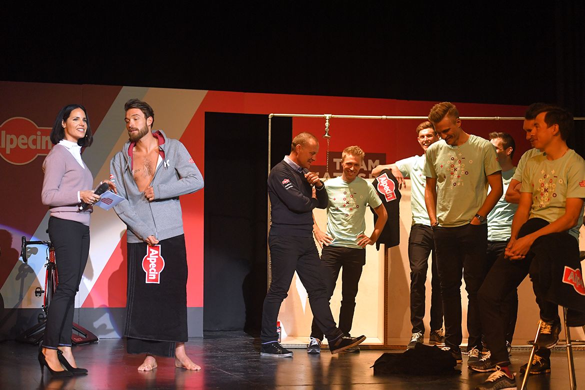 Things get awkward when Rick Zabel starts stripping on stage