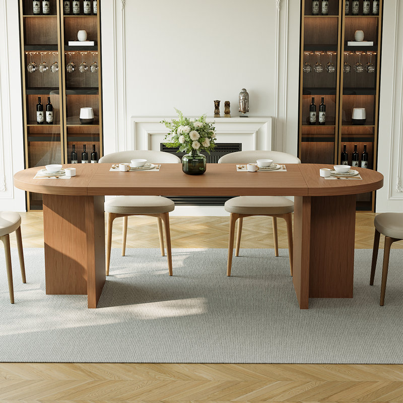 Ebern Designs 70.87&amp;rdquo; Modern Oval Kitchen Dining Table for 6 People With Double Robust Pedestal &amp;amp; Reviews | Wayfair