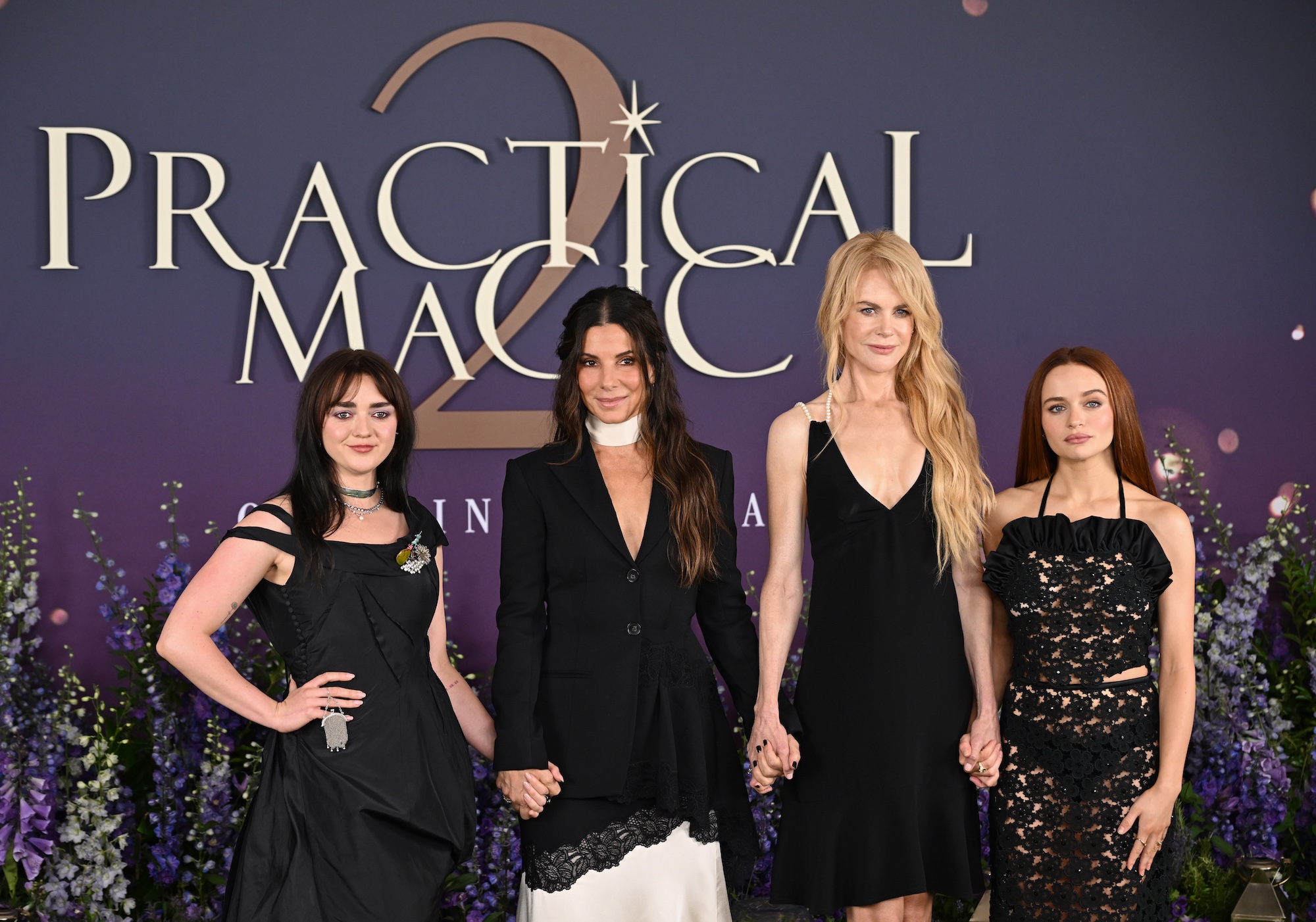 Maisie Williams, Sandra Bullock, Nicole Kidman, and Joey King at the Practical Magic 2 London Premiere.