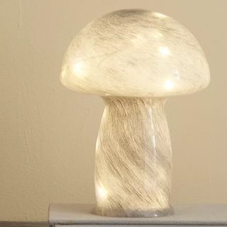 Grey Glass Mushroom Portable Battery Lamp