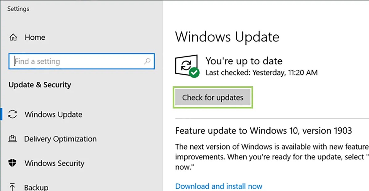 check for updates windows 10