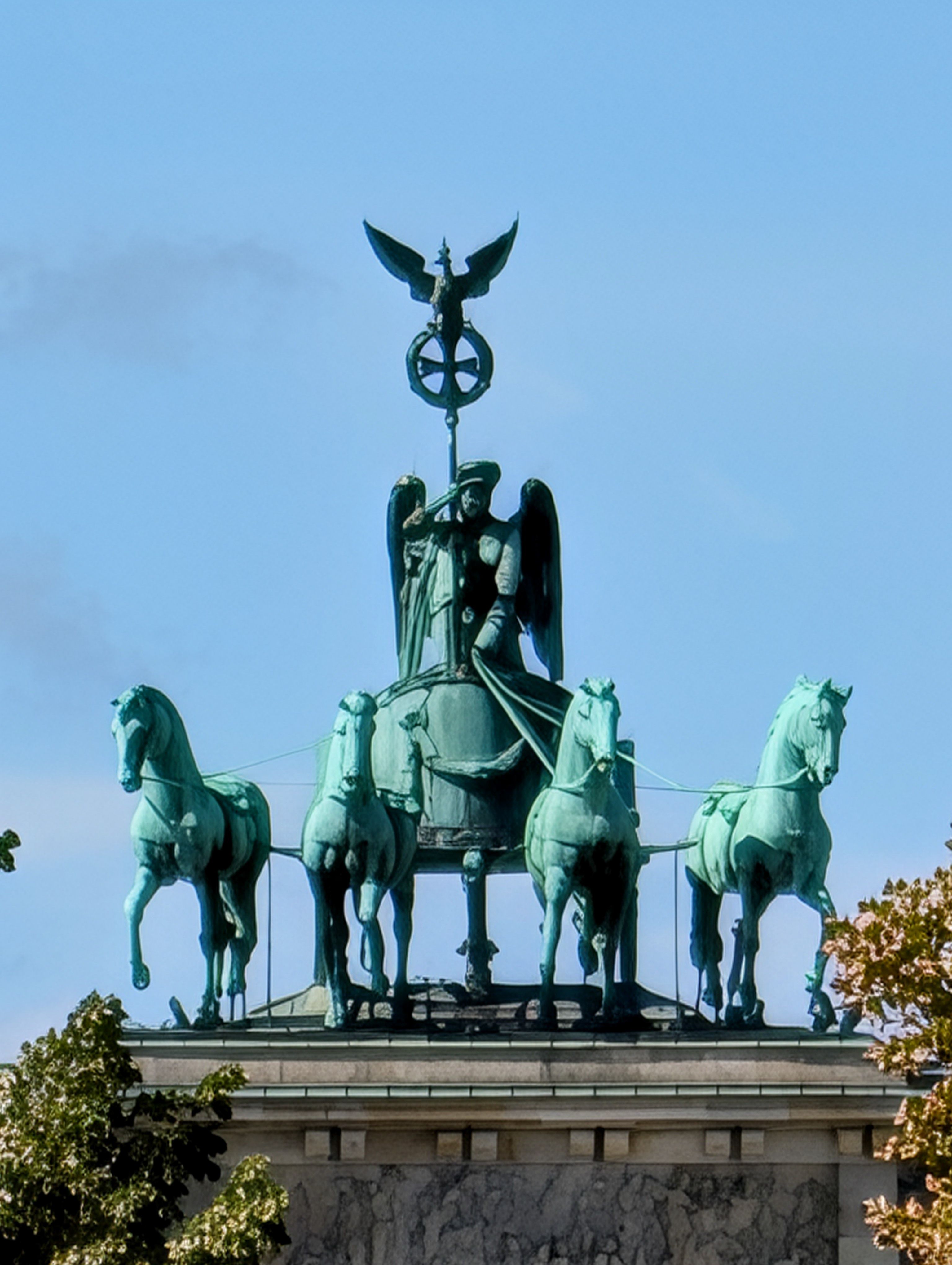 Close-up of the top of the Brandenburg gate