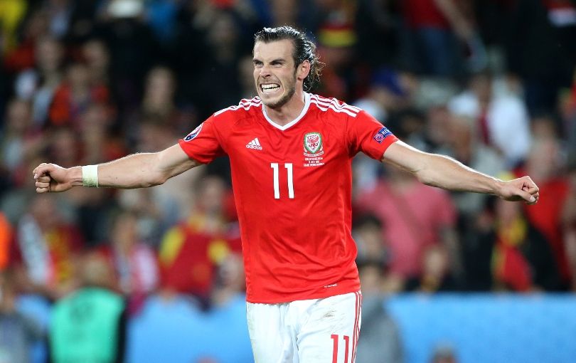 Gareth Bale celebrates Wales reaching the semi-finals of Euro 2016