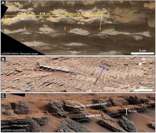 Photos of "ripples" on the surface of Mars