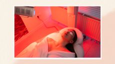 A woman receiving LED treatment, to illustrate red light therapy for body