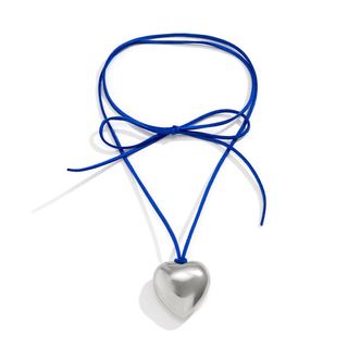 Stebcece Big Heart Pendant Choker Necklace for Women Elegant Weave Knotted Bowknot