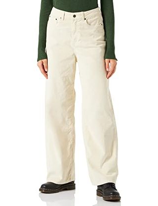 Jack & Jones Women's Jxgelly Wide Cord Hw Pant Sn, Bone White, 29w X 32l