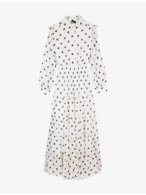 Collar Polka-Dot Woven Maxi Dress