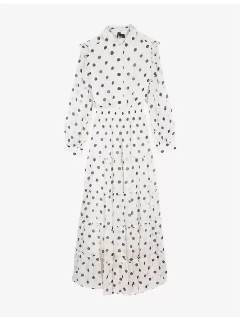 Collar Polka-Dot Woven Maxi Dress