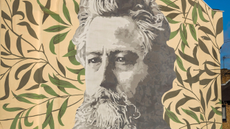 William Morris Mural, a portrait of the Arts and Crafts designer, Walthamstow, London, England, UK