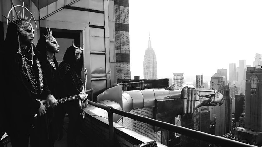 Imperial Triumphant atop the Chrysler Building, with the New York skyline behind them