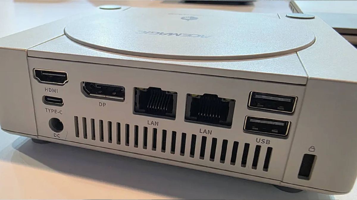 Back view of Acemagic Retro mini PC ports