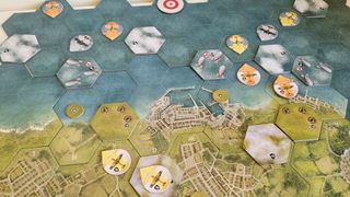 The tiled board of Undaunted: Battle of Britain