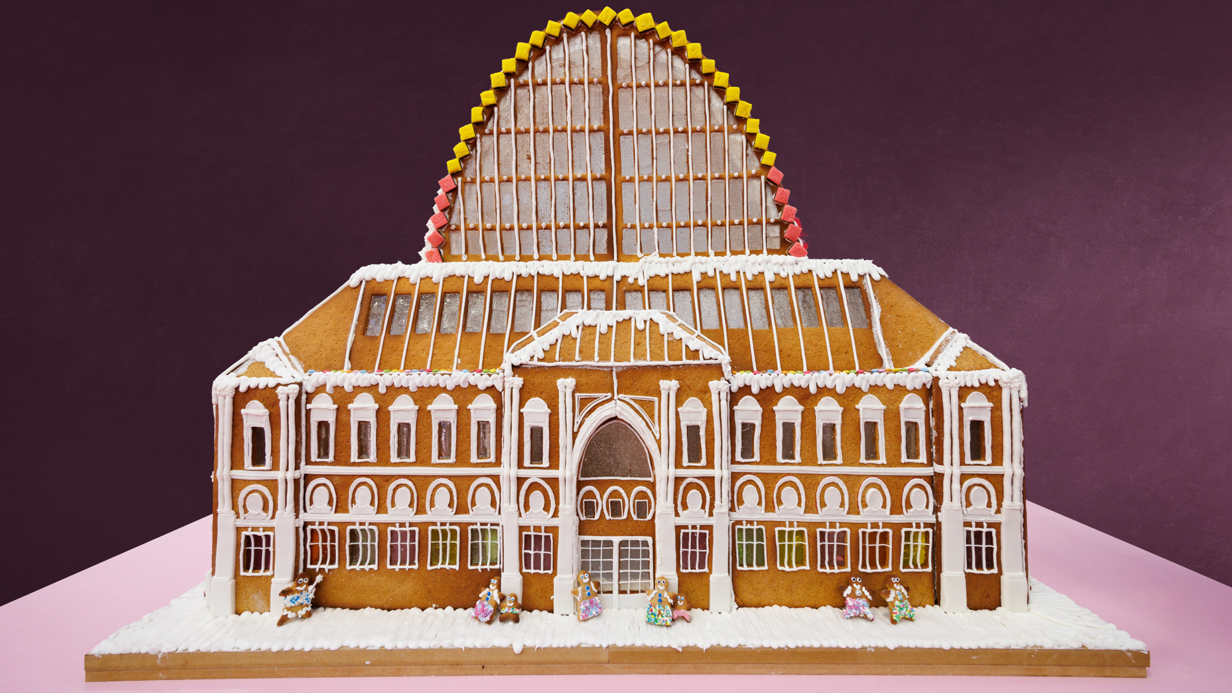 Building gingerbread form on a purple background