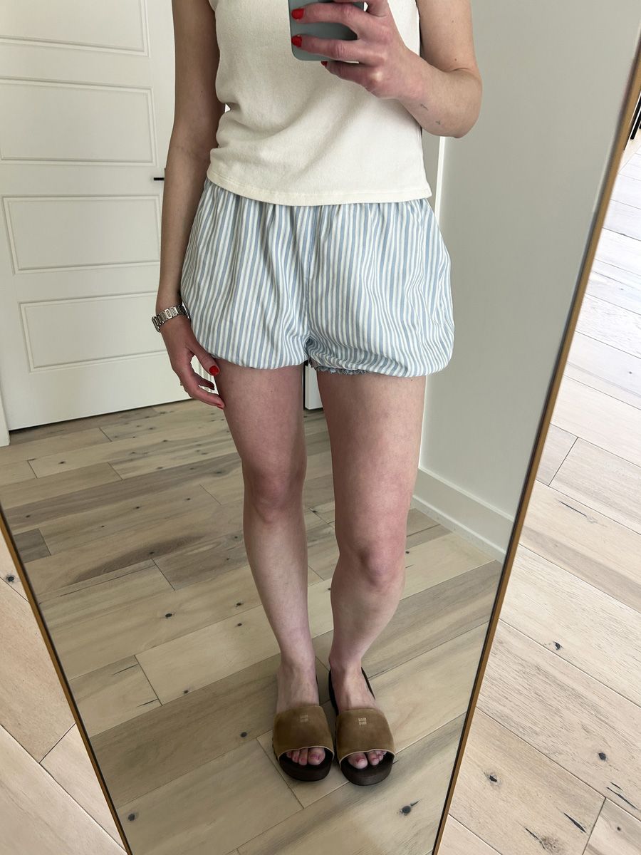 Reformation Sylvie shorts try-on