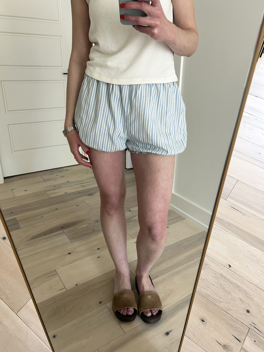 Reformation Sylvie shorts try-on