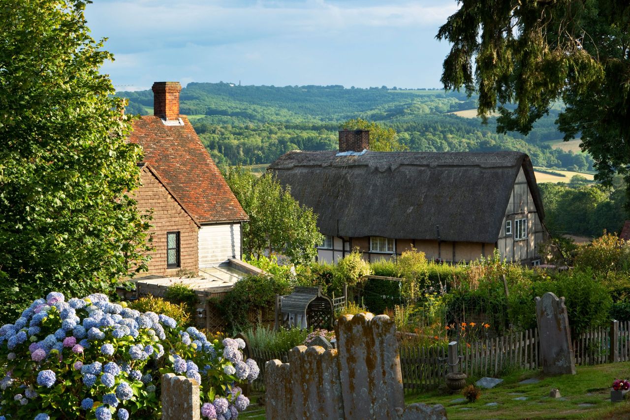 The view over the High Weald landscape is archetypal England.