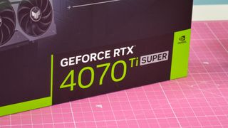 An Nvidia GeForce RTX 4070 Ti Super sitting on a desk