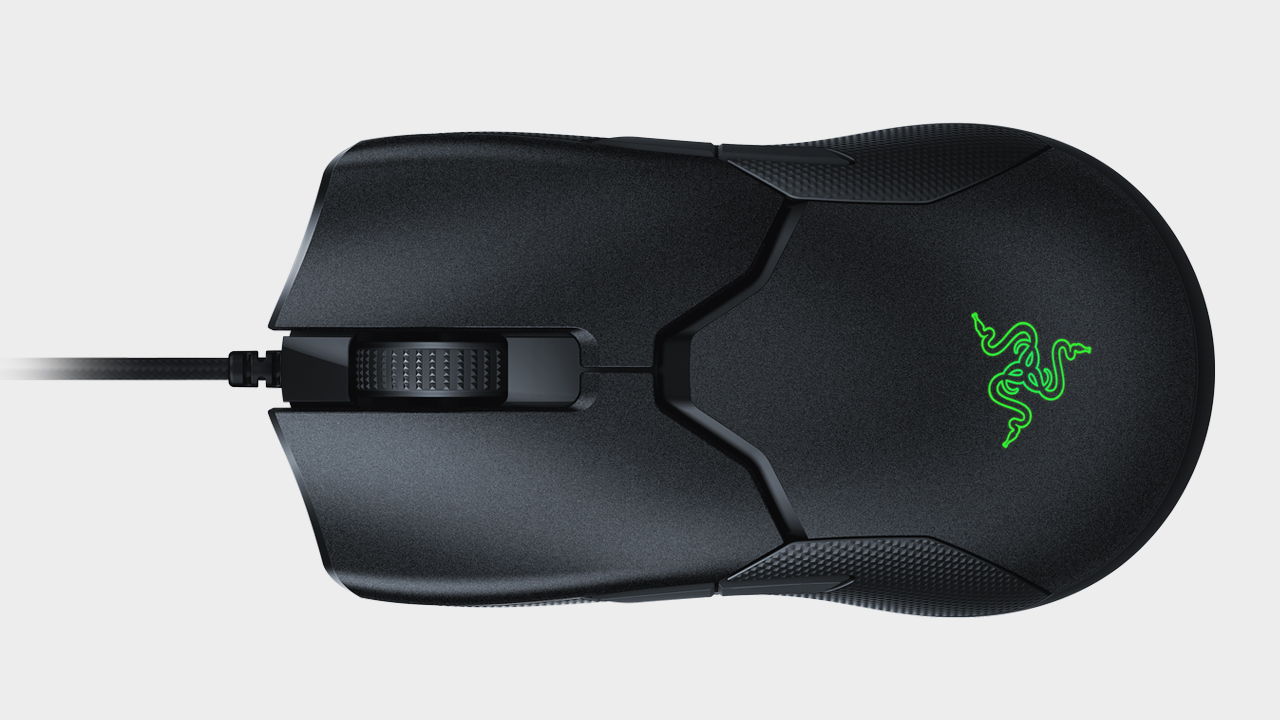 Razer Viper Ultimate gaming mouse on a grey background