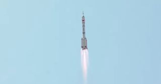 China's Shenzhou 14 crewed mission launches atop a Long March 2F rocket on June 4, 2022.