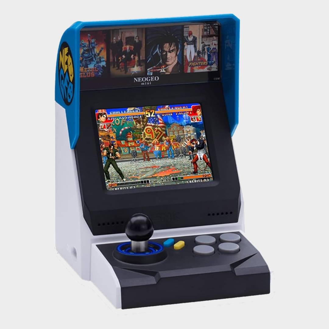 Neo Geo Mini console with grey backdrop