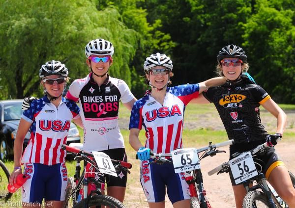 American women (L to R) Amy Dombroski, Alison Mann, Nina Baum, Erin Huck