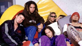 Korn against a colourful backdrop