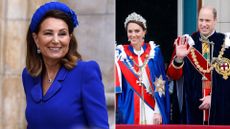 Composite of Carole Middleton at the coronation and Prince William and Kate at the coronation