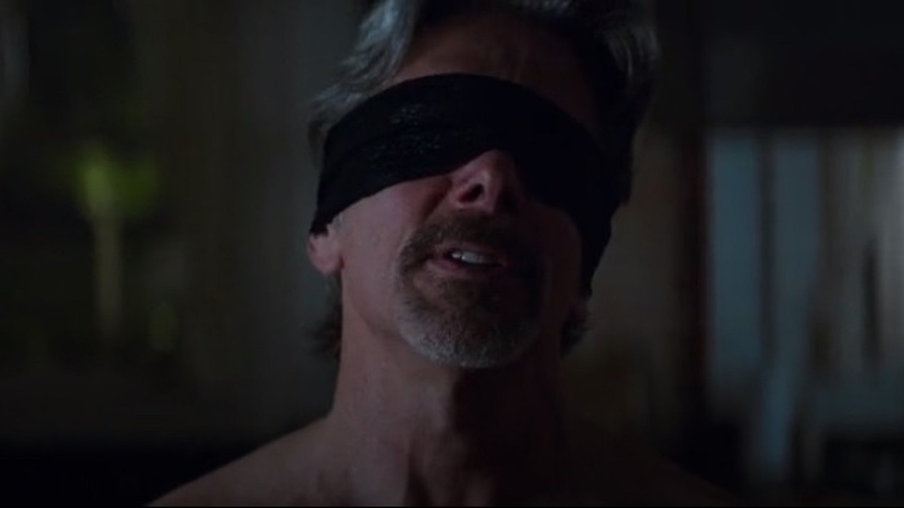 Gary Cole wearing a blindfold in Blockers
